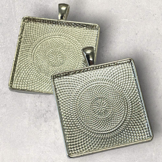 30mm Silverplate Square Cabochon Trays