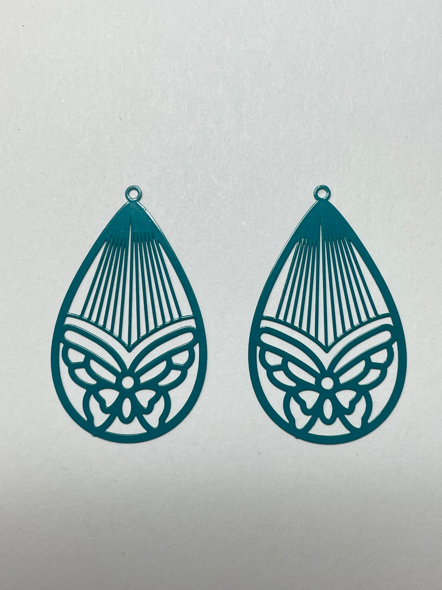 Filigree Butterfly Teardrop Earring Charms - 2ea (1 pair)