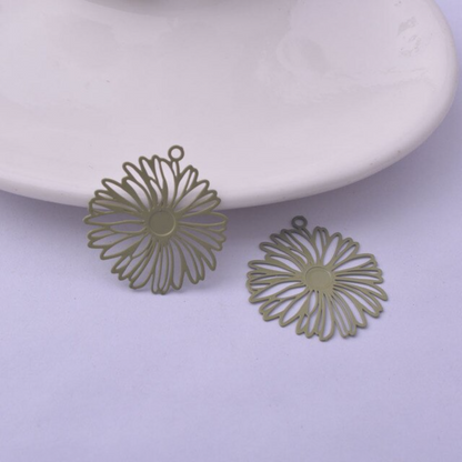 Filigree Chrysanthemum Earring Charms - 2ea (1 pair)