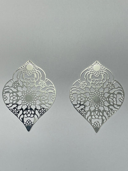 Floral Filigree Rhombus Earring Charm - 2ea (1 pair)