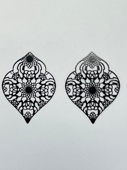 Floral Filigree Rhombus Earring Charm - 2ea (1 pair)