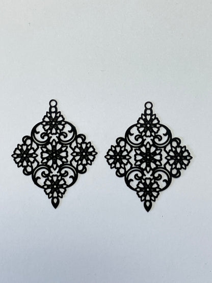 Diamond Lace Filigree Earring Charm - 2ea (1 pair)
