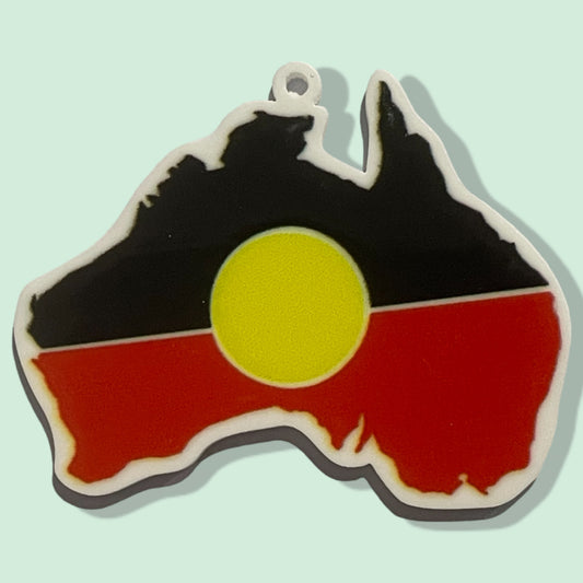 Australian Indigenous Map Flag - Planar Resin Flatback With Holes - 2ea (1 pair)