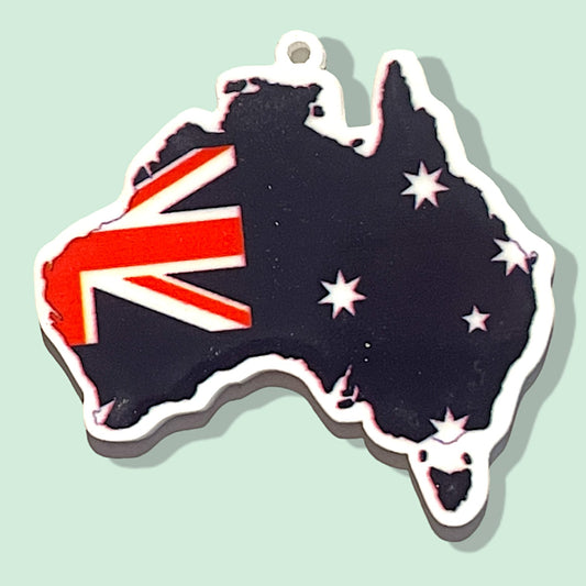 Australia Map Flag - Planar Resin Flatback With Holes - 2ea (1 pair)