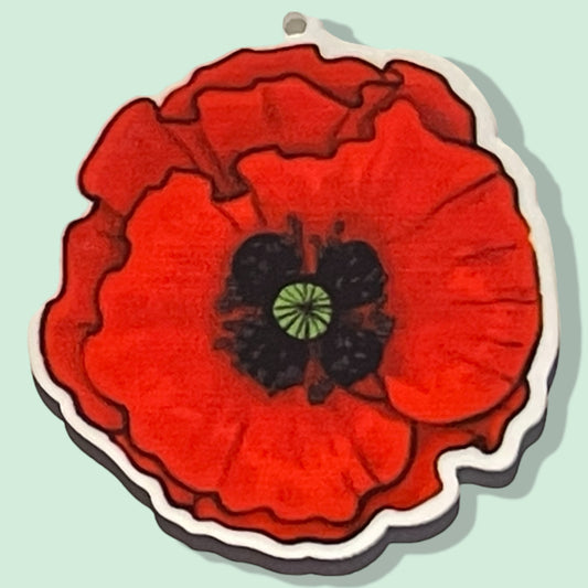 Red Remembrance Poppy - Planar Resin Flatback With Holes - 2ea (1 pair)