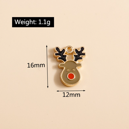 Christmas Reindeer Enamel Charms - Brown, White or Mixed - 2ea (1 pair)