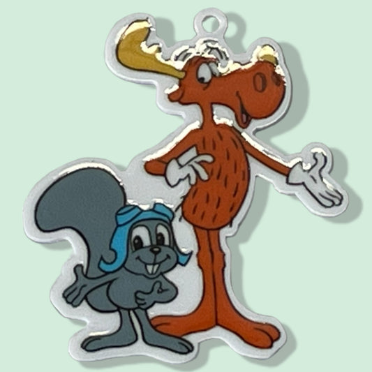 Rocky and Bullwinkle - Planar Resin Flatback With Holes - 2ea (1 pair)