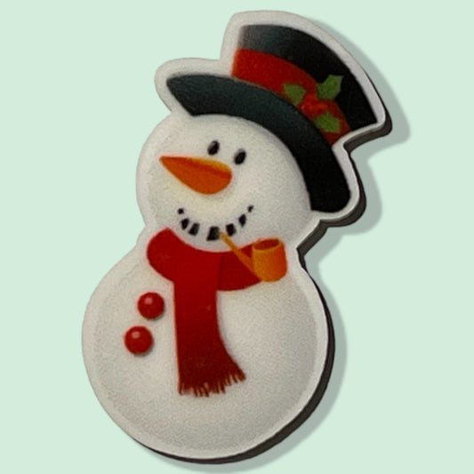 Christmas Snowman - Planar Resin Flatback- No Holes - 2ea (1 pair)