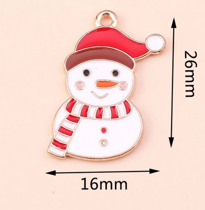 Snowman Christmas Enamel Charms - 2ea (1 pair)