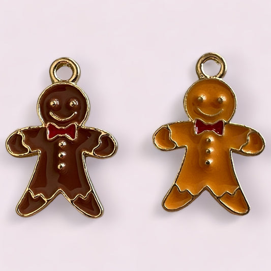 Gingerbread Enamel Charms - 2ea ( 1 pair)