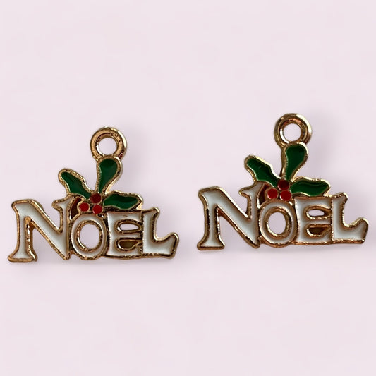 Christmas Noel Enamel Charms - 2ea (1 pair)