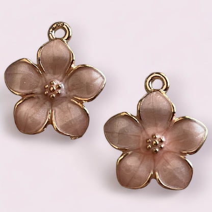 Sakura Blossom Flower Enamel Charms - Pink - 2ea ( 1 pair)