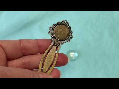 Bronze Bookmark Cabochon Base complete with 20mm glass dome insert - 1 set