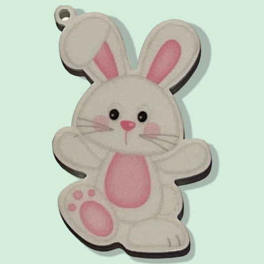 White Bunny Rabbit (Easter) - Planar Resin Flatback With Holes - 2ea (1 pair)