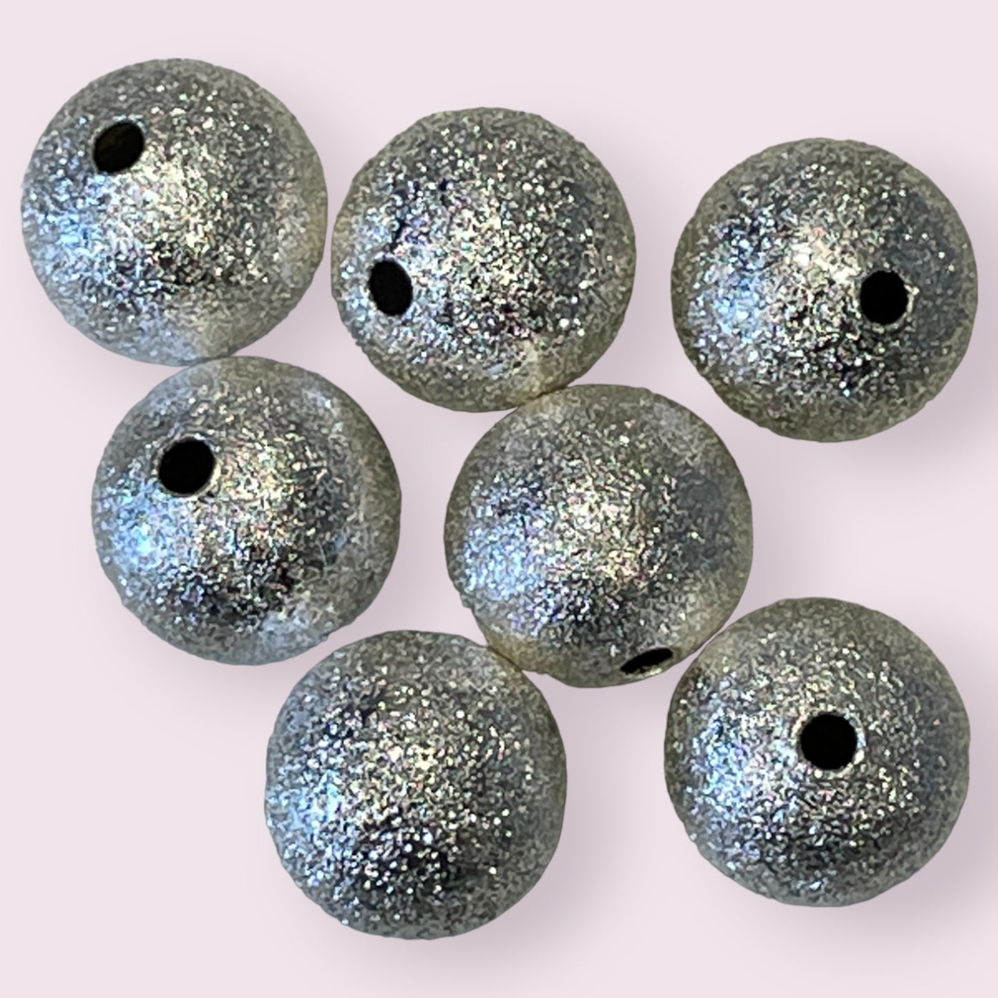 Silver Stardust Beads - copper base - 6mm, 8mm and 10mm - 20 pack