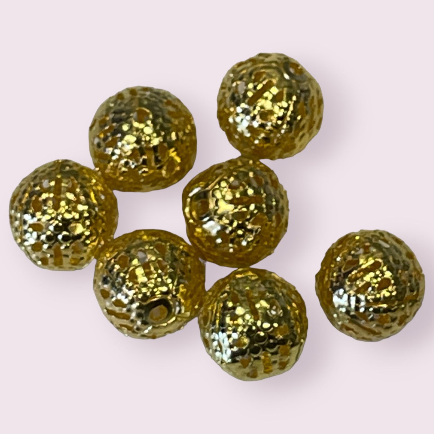Gold Filigree Beads - metal base - 6mm, 8mm and 10mm - 50 pack