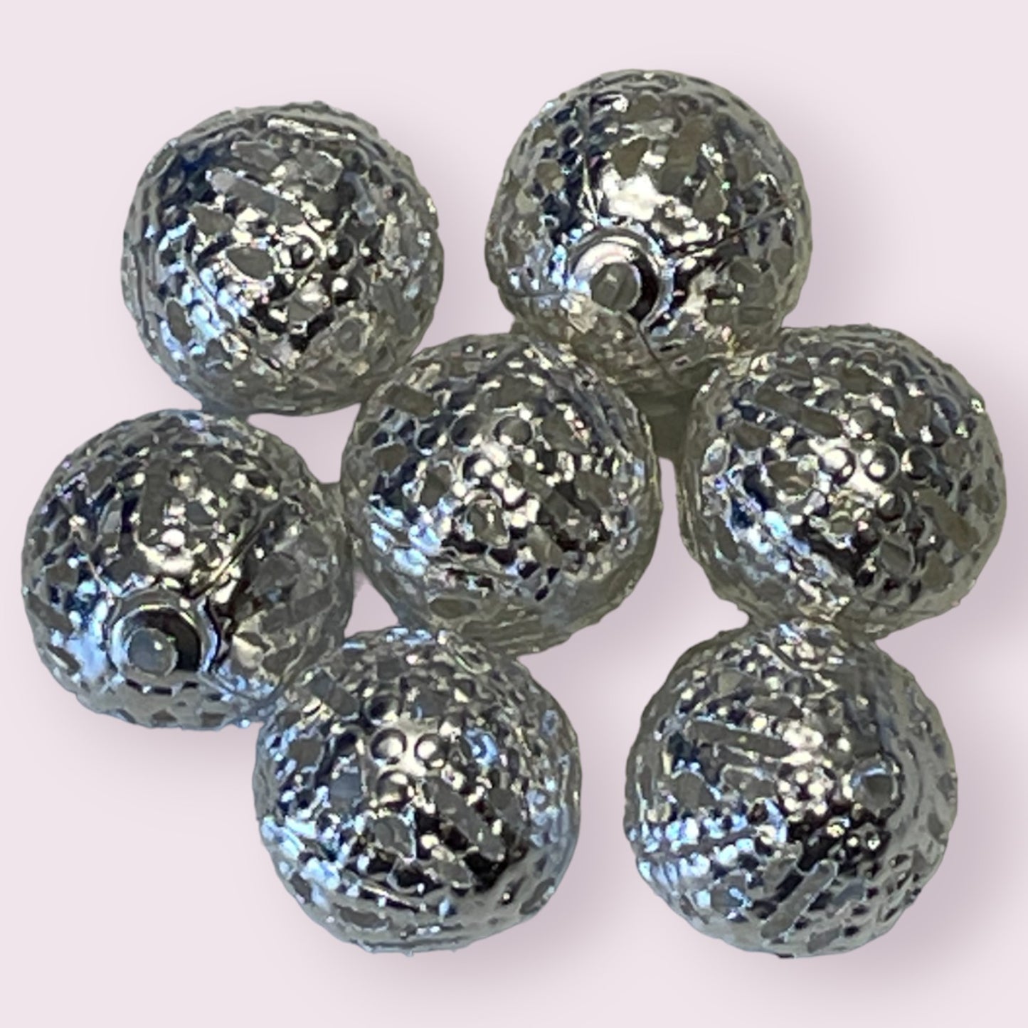 Silver Filigree Beads - metal base - 6mm, 8mm and 10mm - 50 pack