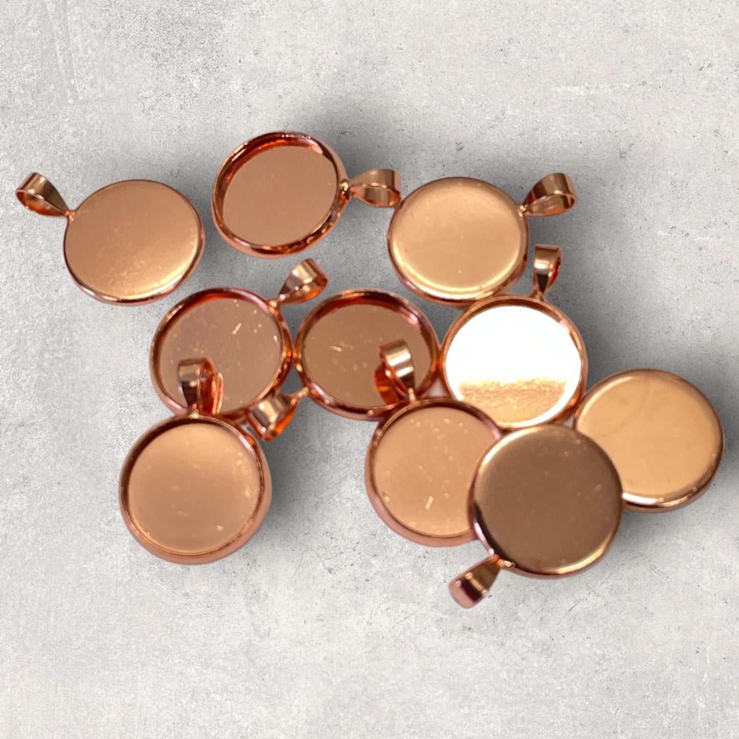 12mm Round Cabochon Trays - Black | Rose Gold | Silver