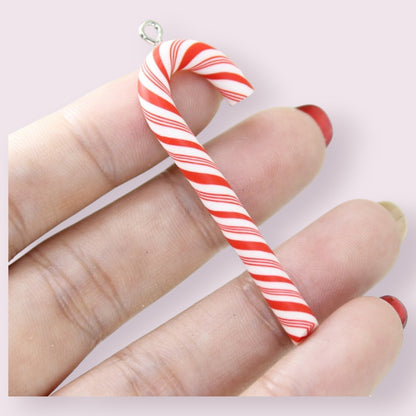 Candy Canes with loop - soft polymer - Earring Charm - 2ea (1 pair)