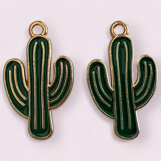Cactus Enamel Charms - 2ea ( 1 pair)