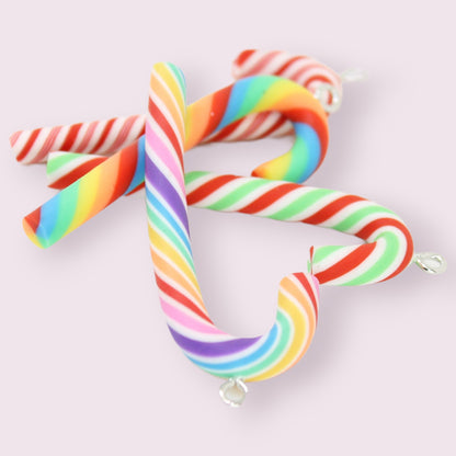 Candy Canes with loop - soft polymer - Earring Charm - 2ea (1 pair)