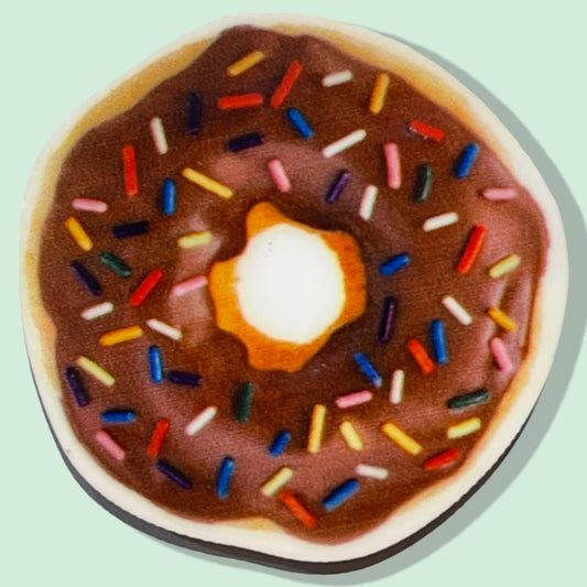 Chocolate Iced Donut - Planar Resin Flatback - No Holes - 2ea (1 pair)