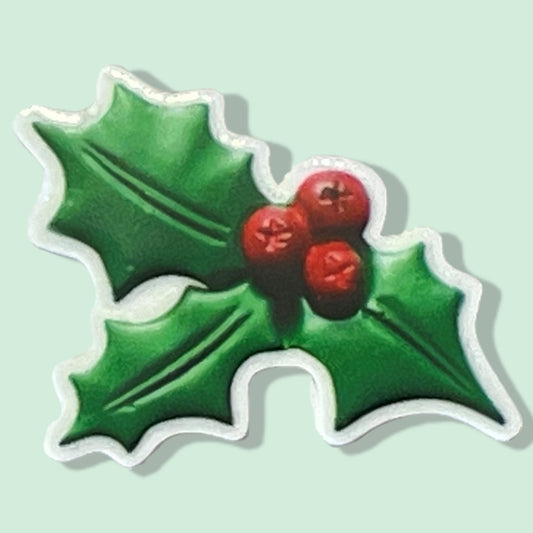 Christmas Holly - Planar Resin Flatback - No Holes - 2ea (1 pair)