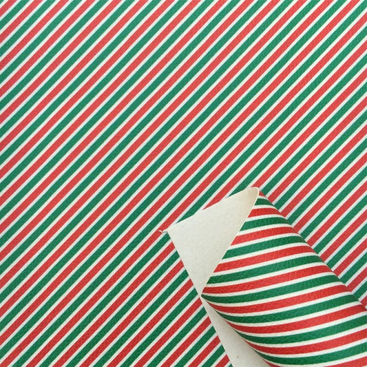Christmas Colour Stripes Faux Leather Sheet