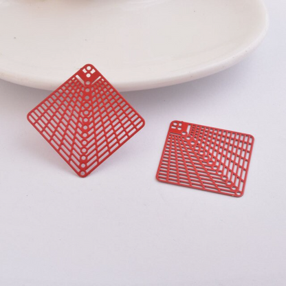 Diamond Shape Grid Geometric Filigree Earring Charm - 2ea (1 pair)