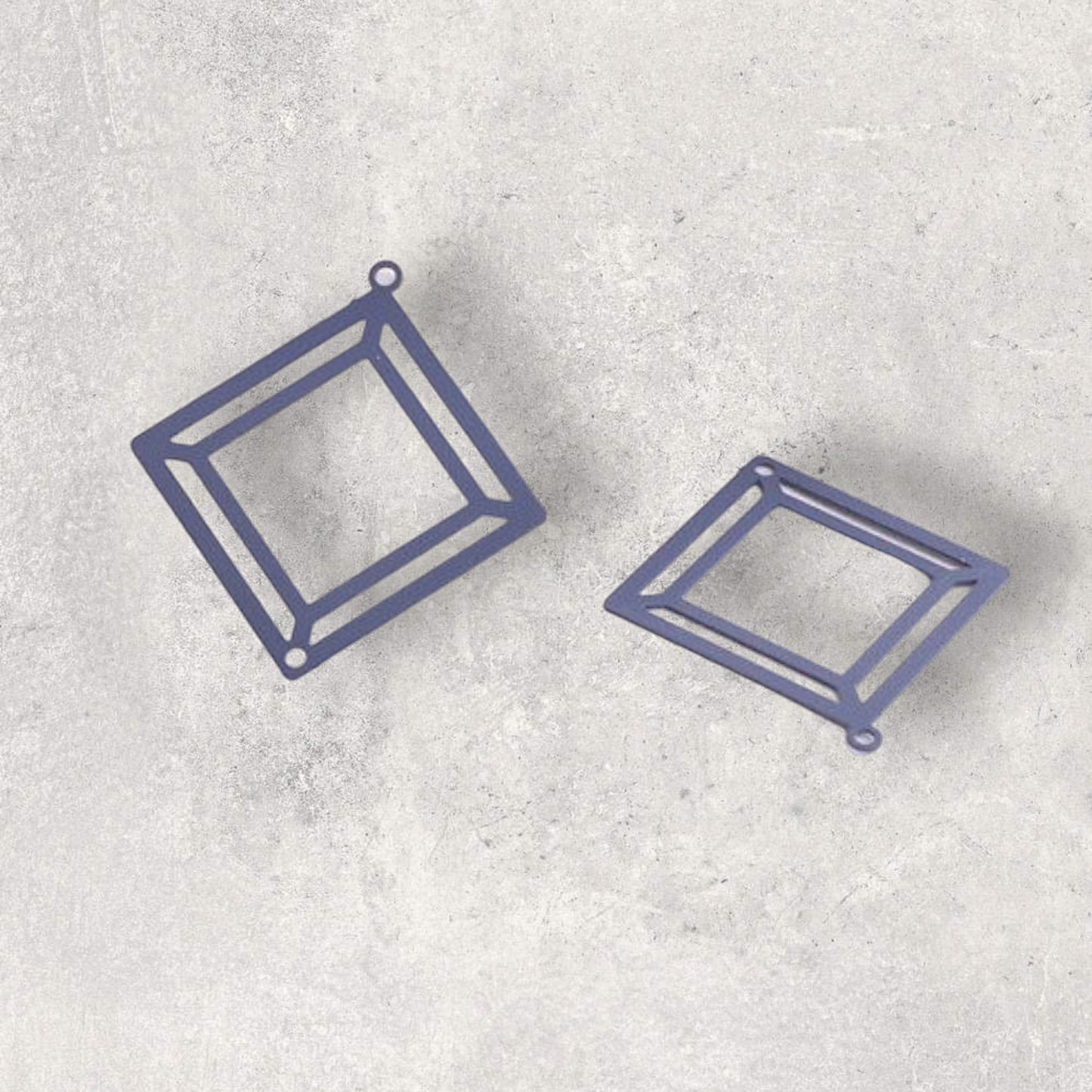 Double Square Diamond Filigree Earring Charm - 2ea (1 pair)