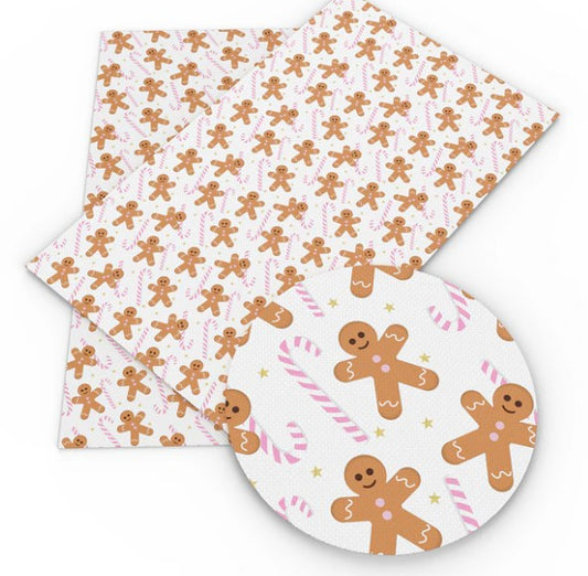 Christmas Gingerbread and Candy Canes Faux Leather Sheet