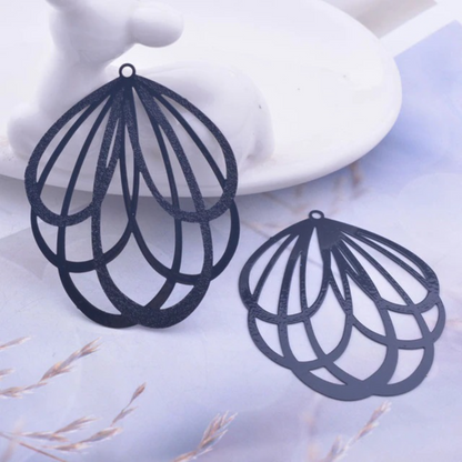 Large Floral Swirl Filigree Earring Charm - 2ea (1 pair)