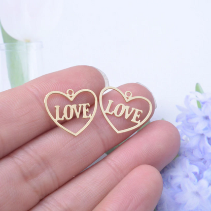 Love Heart Earring Charm - 2ea (1 pair)