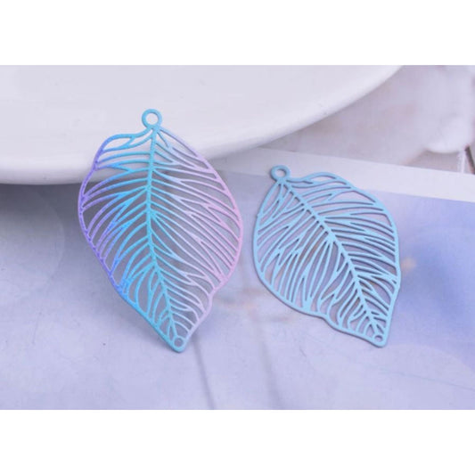 Filigree Ombre Leaf Earring Charm  - 2ea (1 pair)