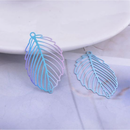 Filigree Ombre Tapered Leaf Earring Charm - 2ea (1 pair)