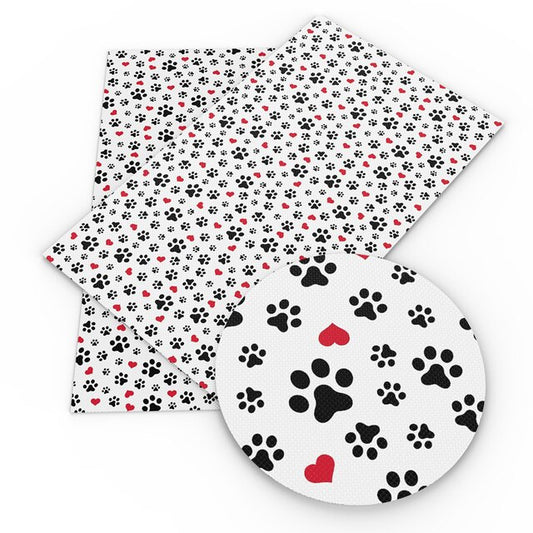 Paw Print / Hearts Leather Sheet