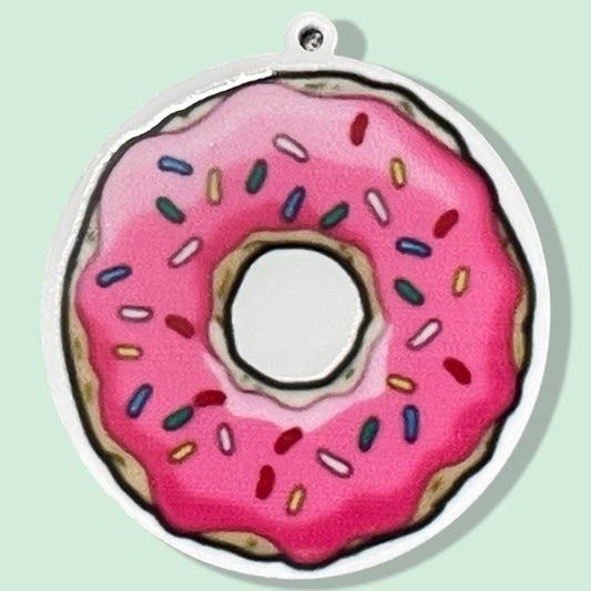 Pink Donut - Planar Resin Flatback With Holes - 2ea (1 pair)