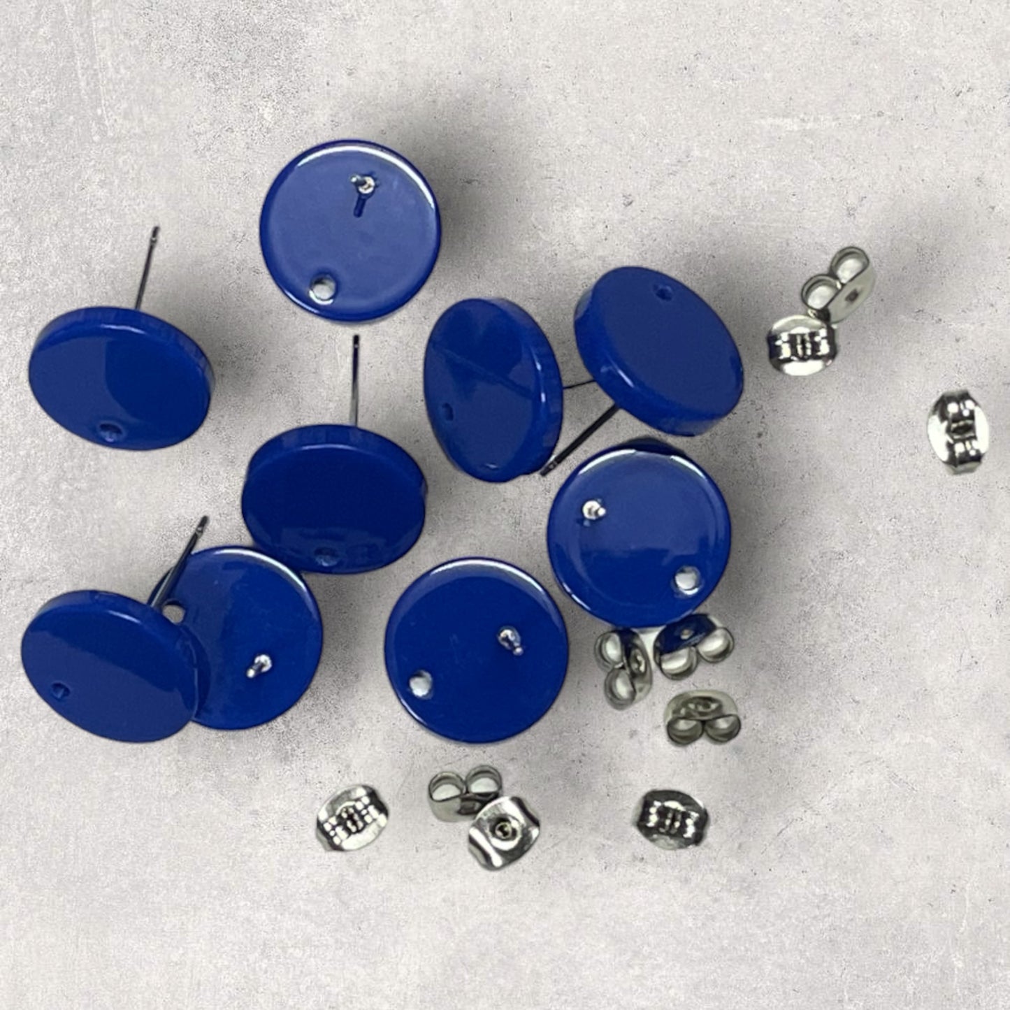 Acrylic Stud Earring - Round Royal Blue- 14mm