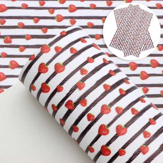 Strawberries Faux Leather Sheet