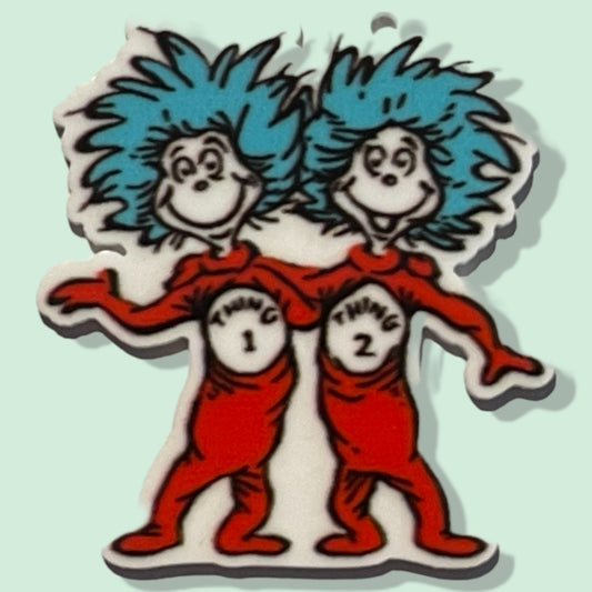 Thing 1 Thing 2 Dr Seuss - Planar Resin Flatback with holes - 2ea (1 pair)