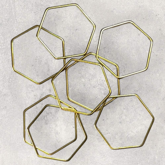 Hollow Stainless Steel Bezel - Gold Colour - Hexagon - 20 x 22mm - pack of 10