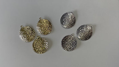 Hammered finish antique silver or gold finish pendant / earring connectors