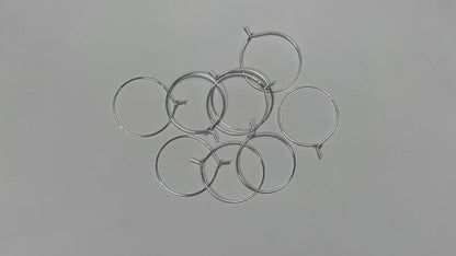 25mm Stainless Steel Earring Hoops - Silver Tone - 10 pack