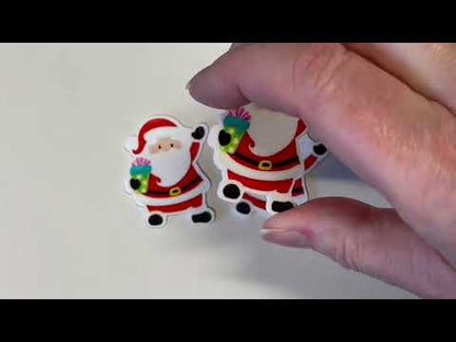Christmas Santa - Planar Resin Flatback- No Holes - 2ea (1 pair)