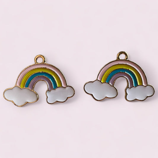 Rainbow & Clouds Enamel Charms - 2 ea (1 pair)