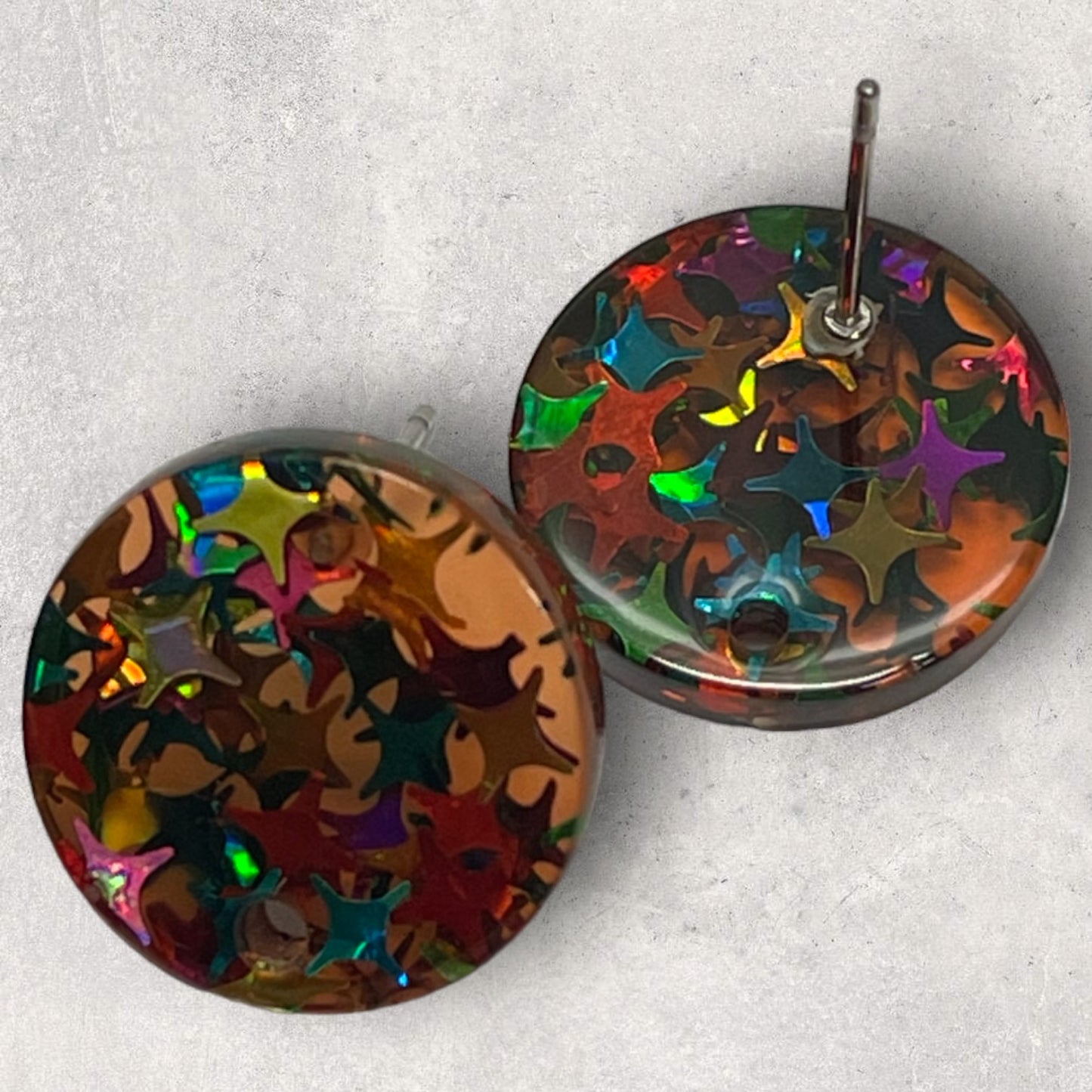 Acrylic Stud Earring - Glitter Connector Findings