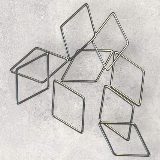 Hollow Stainless Steel Bezel - Steel Colour - Geometric Bezel - Diamond Shape - 17 x 26mm  - pack of 10