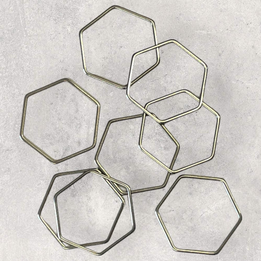 Hollow Stainless Steel Bezel - Steel Colour - Hexagon - 20 x 22mm - pack of 10